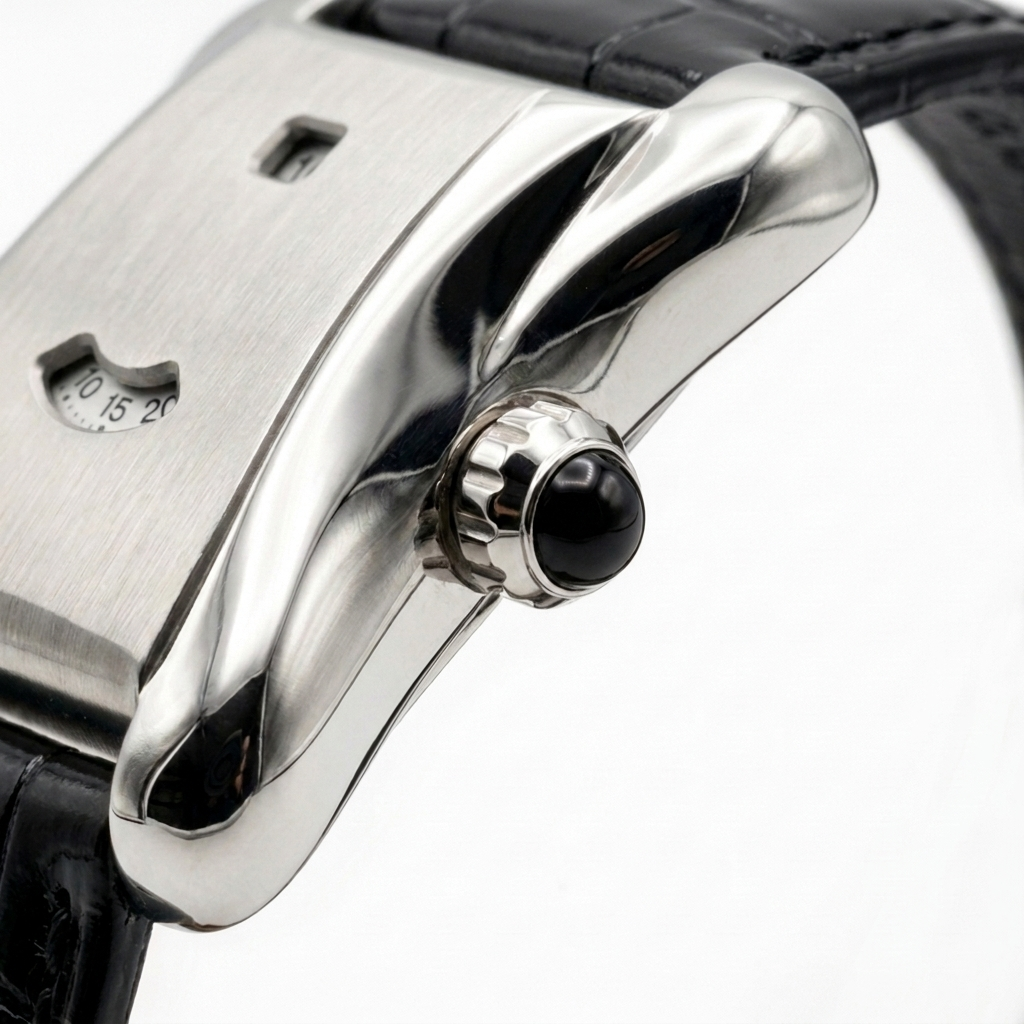 Belvaur Guichet Noir — crown detail with black onyx cabochon